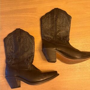 Leather Masterson Black Heeled Cowboy Boots